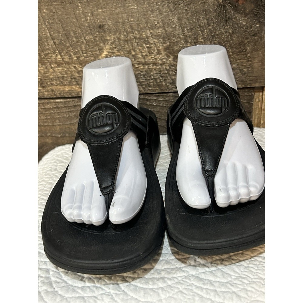 FitFlop Walkstar Toe Post Sandals Black Women's Sz 9